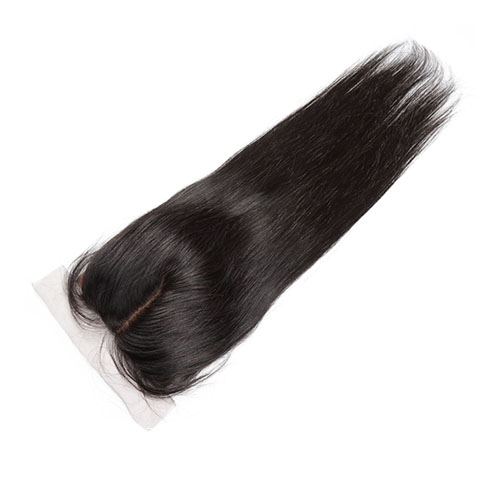 Zijde Basis Sluiting Braziliaanse Straight Remy Haar 4X4 Siwss met Gebleekte Knopen Middendeel stijl
