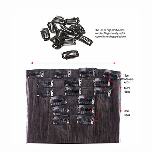 6 Stks/set 22 "Haarstukje 140G Rechte 16 Clips In Valse Styling Haar Synthetische Clip In Hair Extensions Hittebestendige