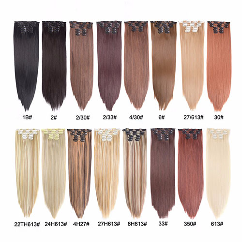 6 Stks/set 22 "Haarstukje 140G Rechte 16 Clips In Valse Styling Haar Synthetische Clip In Hair Extensions Hittebestendige