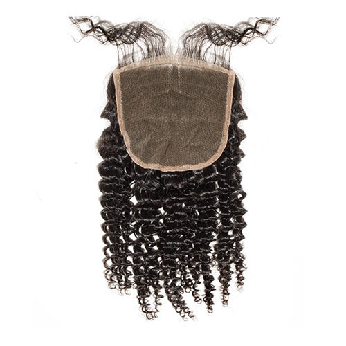 Braziliaanse Diepe Krullend Kant 4 ''x 4'' Sluitingen Maagd Menselijk Haar Knopen Gebleekte Gratis deel Stijl Medium Bruin